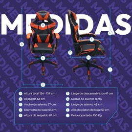 TITANO Silla Gamer, Silla de Juegos de computadora, Respaldo ergonómico y Ajuste de Altura reclinable, balancín Giratorio con reposacabezas y...      