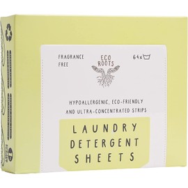 ECO ROOTS Laundry Detergent Sheets 64 loads | ECO FRIENDLY Unscented Sheets, Laundry Sheet, Liquidless Travel Size Laundry Strips Detergent, Washer Sheets, Zero Waste Plastic Free Sustainable Products