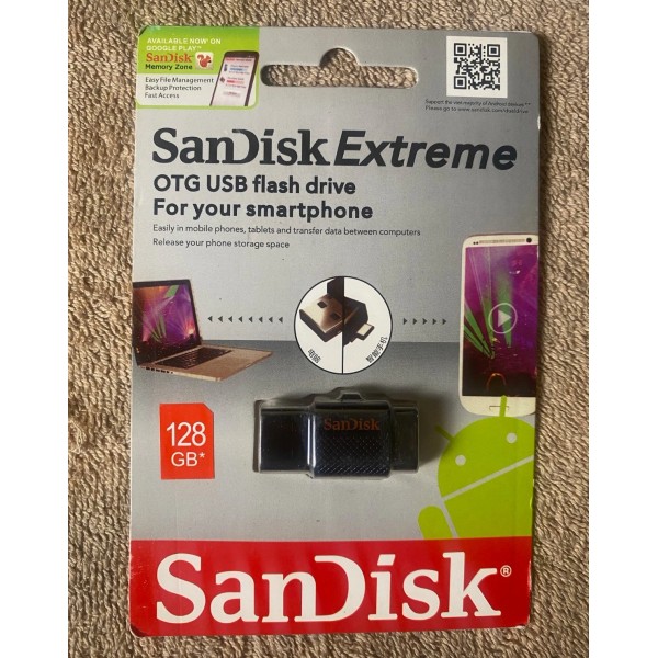 Android SanDisk Extreme 128GB OTG USB Android Smartphone Flash Drive-SEALED