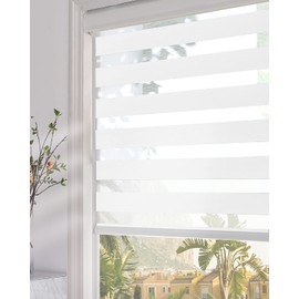 Persilux Zebra Blinds Dual Layer Roller Sheer Shades (31" W X 72" H, White) Light Filtering Privacy Light Control for Day and Night Roller Window Shades for Home and Office