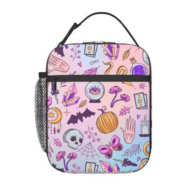 COEIOBEO Kawaii Pastel Gothic Style witchy Insulated Lunch Bag with Detachable Buckle Handle, Portable Lunch Box Reusable Lunch Tote for Women Men And Kids