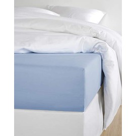 De Witte Lietaer Fitted Sheet Made Cotton Satin, Serenity Blue, 90x200 cm h30 cm