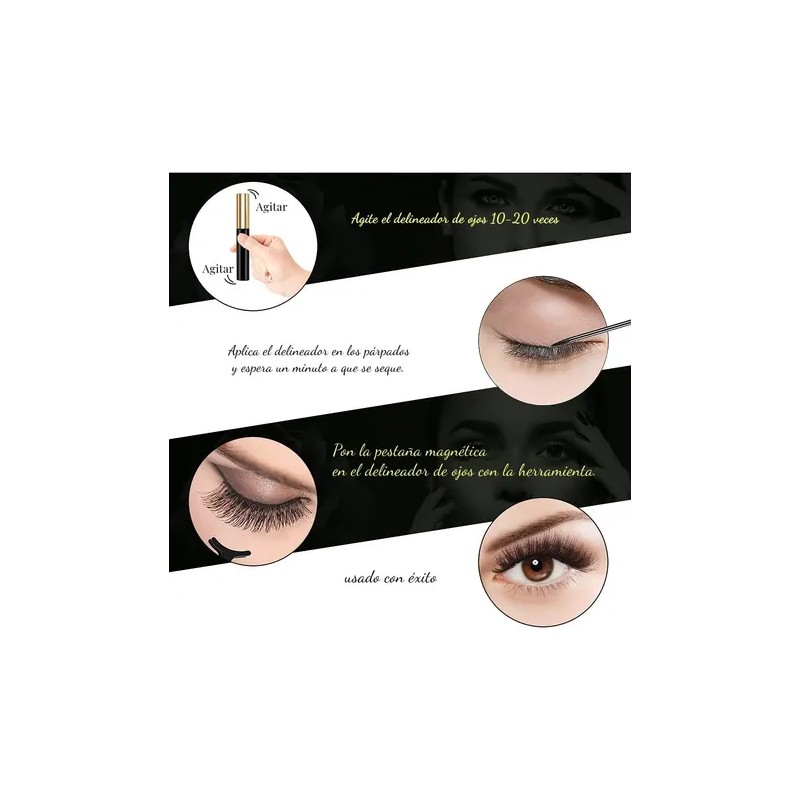10 Pares Pestañas Magnéticas Con Delineador De Ojos Y Pinza