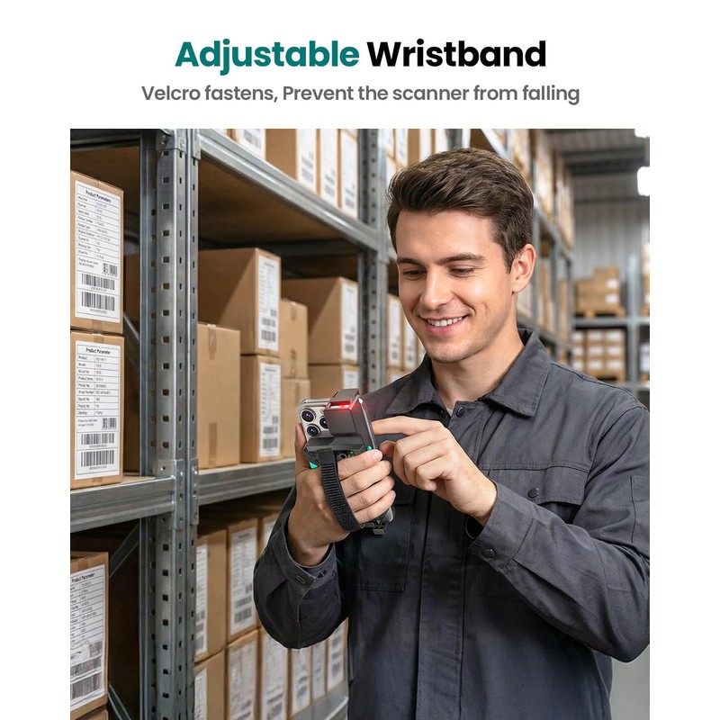 Anyeast Bluetooth Barcode Scanner 2D QR 1D Wireless Back Clip