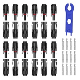 Male / Female Solar Panel Connector, 6 Pairs Solar Panel Plugs, with 1 x Wrench, Easy to Disassemble and Assemble, Solar Plug for Photovoltaic Solar Cable (12)