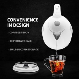 OVENTE Electric Kettle Hot Water Heater 1.7 Liter - BPA Free Fast Boiling Cor...