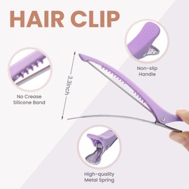 MEDOCA 12PCS Hair Clips for Styling - No Crease Hair Clips for Women - Non Slip Duck Billed Hair Roller Clips with Silicone Band - Salon Hair Sectioning Clips Multicolor