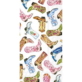 IHR Ideal Home Range Dinner Napkins Disposable 3-Ply Paper Hand Towels, 8.25" x 4.5", Boot Scooting, 16-Count