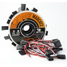 MADCATZ 50 Count 3-Prong Female Bullet Plugs Continuous Wire Harness Roll - 6.5" Lead Between Plugs 18 AWG