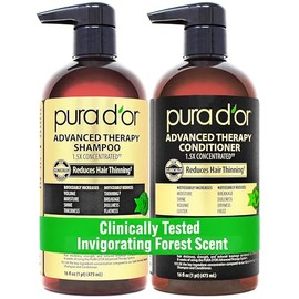 PURA D’OR Advanced Therapy System Shampoo & Conditioner - Increases Volume, Strength and Shine, Sulfate Free, Made with Argan Oil, All Hair Types, Men