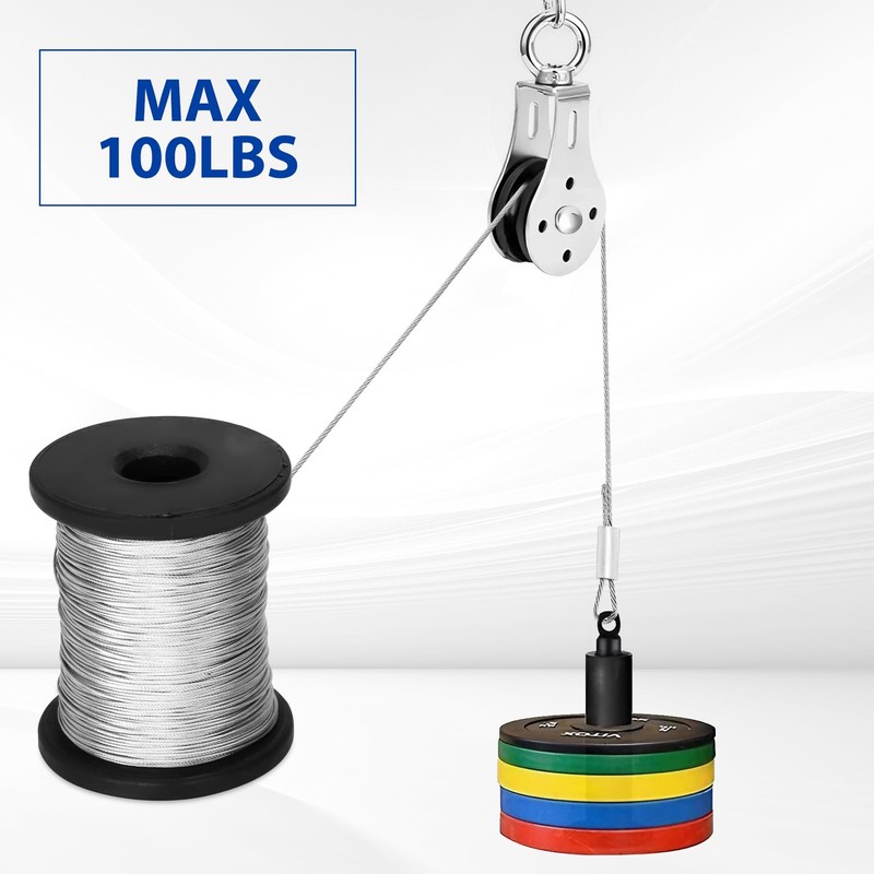 316 Stainless Steel Cable, 200FT 1/32IN Wire Rope with 50Pcs