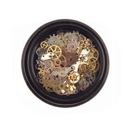 2 Boxes Steampunk Gears Nail Art Decoration Metal Nail Art Pendant for Nail Art Gold Retro Color Mixed Pack