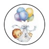 Homemade 48 BABY BALLOONS ENVELOPE SEALS LABELS STICKERS 1.2" ROUND