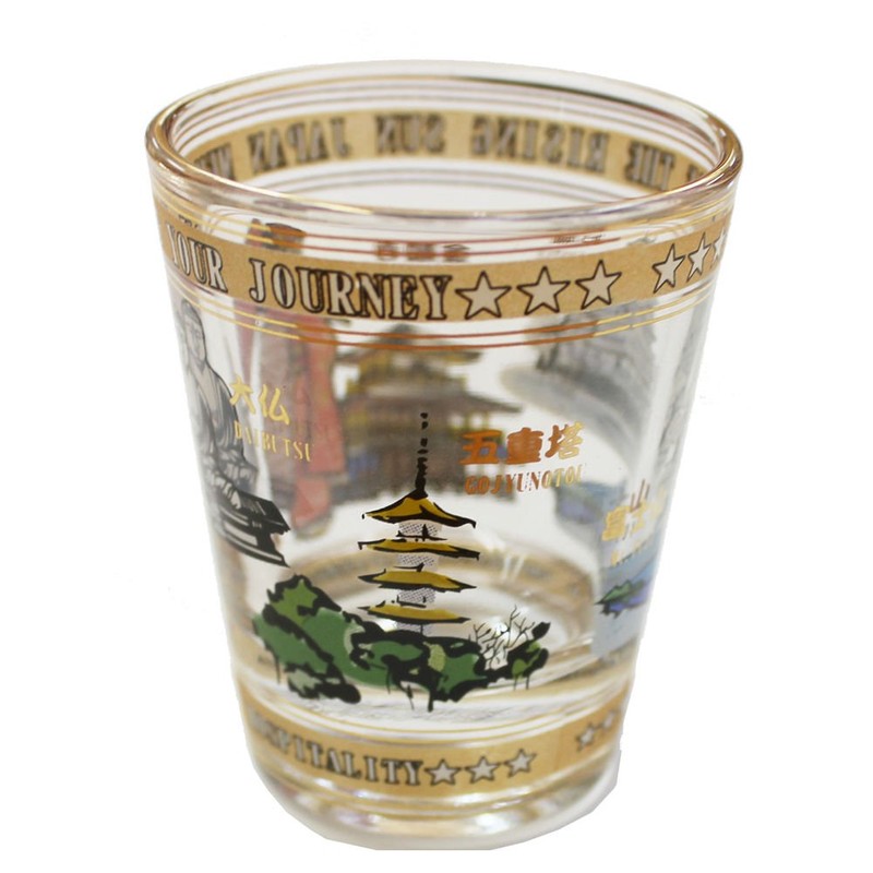 Collectible Shot Glass Japanese Sightseeing Memory Design