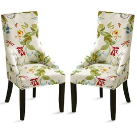 Liykimt Stretch Wingback Side Chair Slipcover-Accent Chair Cover Slipcover with Arm,Washable Upholstered Arm Dining Chair with Nailed Trim Protector for Dining Living Room(Beige/Olive Green,2)