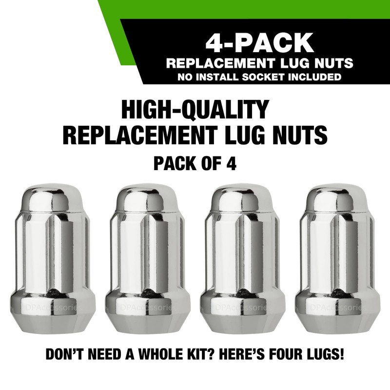DPAccessories Chrome 7/16-20 Lug Nuts for Aftermarket Wheels - Closed