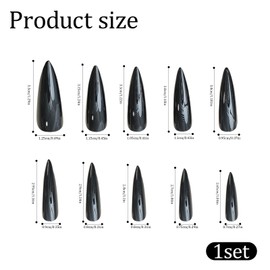 Nzexlyva Black Press on Nails, False Nails Press Ons, Solid Color Stiletto Long Acrylic Fake Nails Almond Full Cover Glossy, Needed for Women Daily Wear, Gift for Parties and Special Occasions