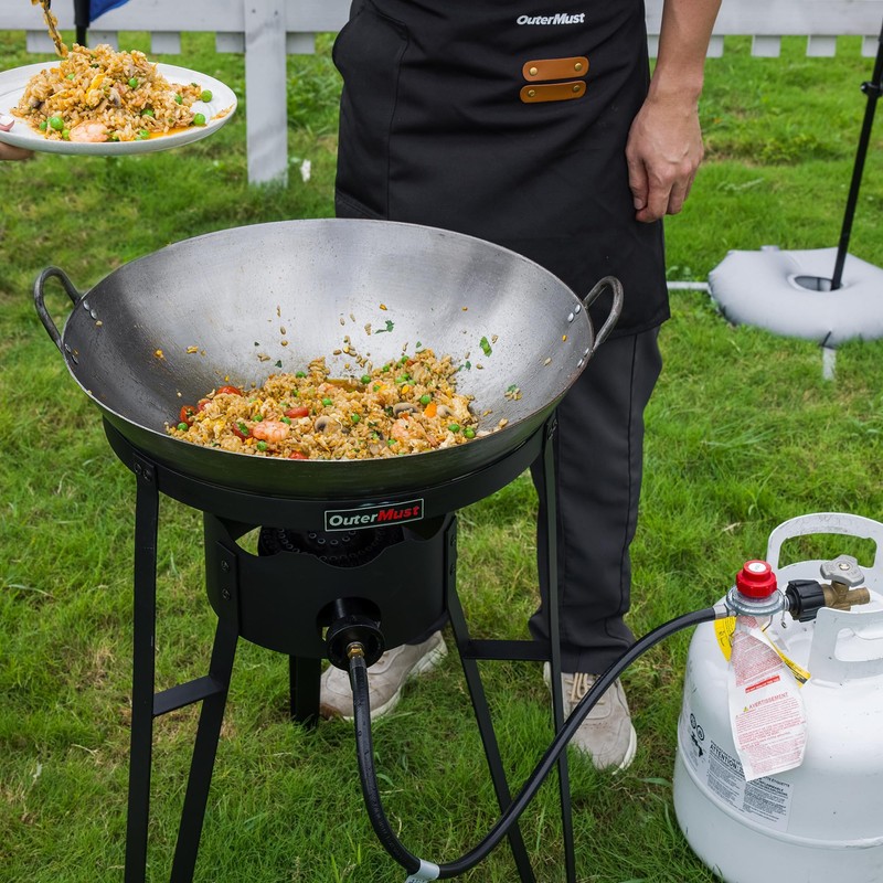 Outdoor Cooker with Iron Wok and Propane Burner, 54,000 BTU