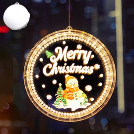 DAZZTIME Christmas Decorative Window Light, LEDs Christmas Lights Window with Suction Cup, Snowman Santa Claus Window Lights, for Room, Garden, Balcony, Christmas, Indoor Decoration