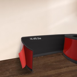 Flexible Baseboard Molding Trim, 4" (W) x 16.4' (L) Self-Adhesive Vinyl Wall Base, Peel and Stick Baseboard, Rubber Wall Base Moulding Trim, Black