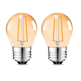 Suncan G14 2W Low Wattage Led Bulb E27, Amber G45 Edison Mini Light Bulb, Equivalent 15 Watt, Soft White 2500k, 150lm, for Chandelier Bathroom Vanity Mirror, Not Dimmablem2 Pack