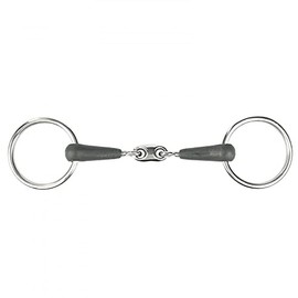 HORZE Oval Link Loose Ring Snaffle Bit - Black - 3 3/4