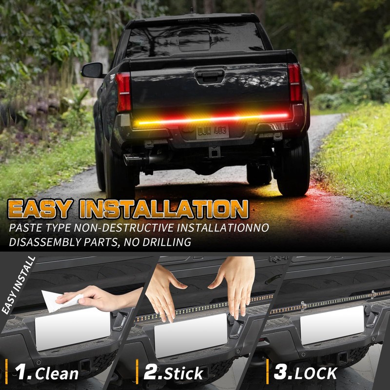 XRIDONSEN 48 inch Truck Amber Red Tailgate Strobe Lights Strip