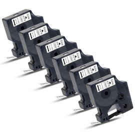 6 x Labelwell Compatible DYMO D1 Label Tape 45013 S0720530 Label Tape Replacement for DYMO D1 A45013 45013s, Black on White, 12 mm x 7 m, for DYMO LabelManager 160 280 420P 210D 360D Labelpoint 250