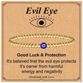 Evil Eye Bracelet for Women Men Gold Beaded Bracelets for Women Adjustable Black Blue Ojo Protection Bracelets for Women Trendy Jewelry for Women Gifts