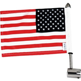 Pro Pad .25" Metric Square Motorcycle Flag Mount Kit with 13" Pole and 10" x 15" USA Parade Flag