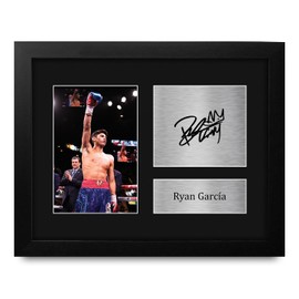 HWC Trading Ryan Garcia Boxing Framed Gifts Printed Signed Autograph Picture for Boxer Memorabilia Fans - US Letter Size