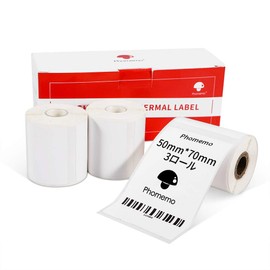 Phomemo M110 M120 M220 Genuine Label Seal, Cable Tag, Thermal Roll, Price Tag, 2.0 x 2.8 inches (50 mm x 70 mm), Rectangle Type, 110 Sheets/Roll, 3 Rolls, For Thermal Label Printers, Commercial