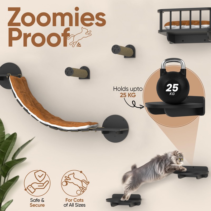 FURRY VIBES Cat Wall Shelves & Perches – 7-in-1 Cat