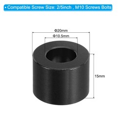 PATIKIL M10 Aluminum Spacer, 4 Pcs Metal Spacers Aluminum 10.5mm ID x 20mm OD x 15mm L Aluminum Spacer Screw Standoff Round for 2/5in or M10 Screw Bolt,Black