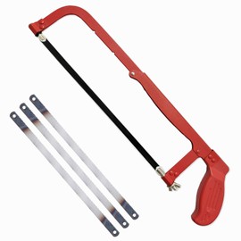 Wonglea Hacksaw,Adjustable Hack Saw Frame Set,with 3 Hacksaw Blades 12 inch Metal,Hand Saw Woodworking Tools,24/18 TPI Handsaw for Metal,Wood,PVC Pipes (Hacksaw)