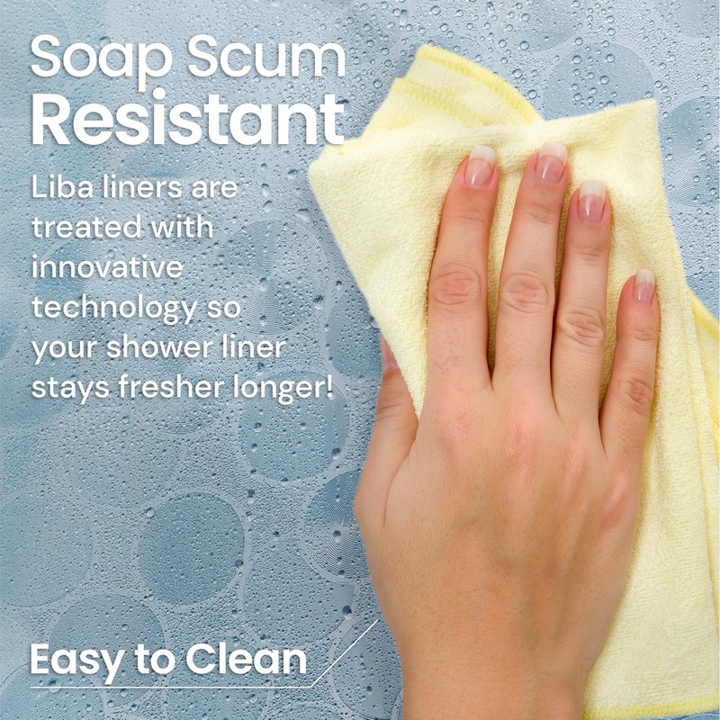 LiBa Plastic Shower Curtain, Heavy Duty 8G Shower Curtain for