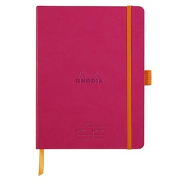 RHODIA 117792C - Raspberry Meeting Flexible Notebook - A5+|Pre-Printed Date/Notes/Action160 Detachable Pages - 90g Clairefontaine Paper - Bookmark, Pencil Holder - Faux Leather Cover - Rhodiarama