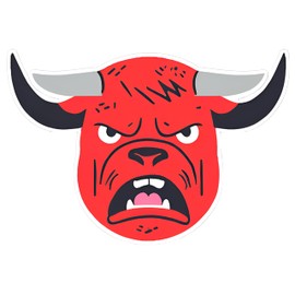 Angry Bull Cartoon Decal Sticker, Red and Black, Decorative Wall Art,SUV, Van, Window, Bumper, Wall, Laptop, Tablet, Cup,Tumbler Or Any Smooth Surface