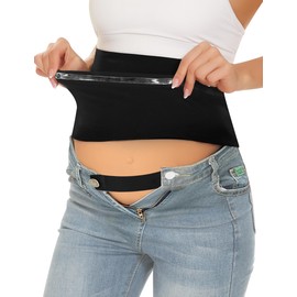 Yeshape Belly Bands for Pregnant Women Belly Band Pregnancy Support Maternity Belly Band for Jeans Maternity Pants Extender Black S
