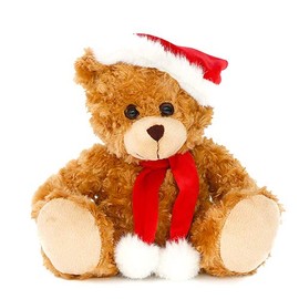 Plushland Adorable Soft and Hairy Santa Teddy Bear, Stuffed Animal Holiday Toys Christmas Accessories – A Perfect Toy Gift for Kids (11 Inches, Xmas Mocha Bear)