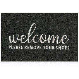 AAZZKANG Welcome Mat Outdoor Please Remove Your Shoes Doormat Non Slip Front Door Mat Quickly Trap Dirt Easy to Clean Entrance Mats for Indoor High Traffic Areas Black