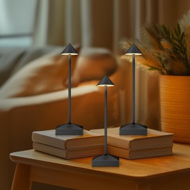 FUNTAPHANTA 3 Pack Black Small Cordless Table Lamps Rechargeable,Battery Operated Mini Lamp,Small Lamp Touch Portable Table Lights,LED Night Light for Bedside/Bathroom/Desk/Outdoor (Black-C)