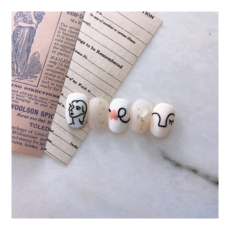 Henri Matisse-Nadia Drawing Handmade Nail Tips - Petit Coffin /