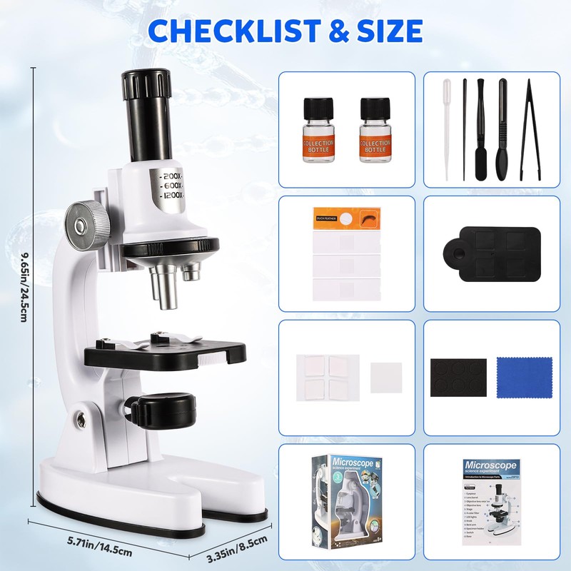 Kids Microscope High Magnification Portable Science Kit With Led Light,Beginner