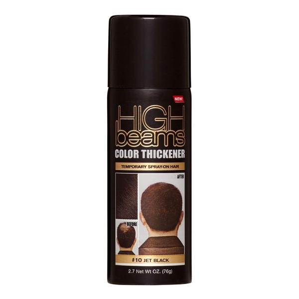 High Beams Color Thickener Temporary Spray-On Hair, Jet Black, 2.7