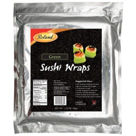 Roland Foods Green Sushi Wrap, Sourced in the USA, 20-Count Package