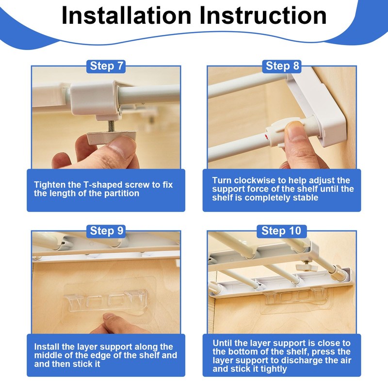 Gerrii 2 Pcs Closet Tension Shelf Rod Expandable Shelf Locker