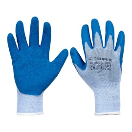Truper GU-412, Guantes para jardinero, cubiertos de látex, puño tejido, M