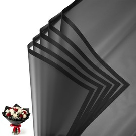 PATIKIL 20 Sheets Flower Wrapping Paper, Frosted Waterproof Bouquet Wrapping Paper Florist Supplies Packaging Paper for DIY Crafts Wedding Birthday Gift, Black