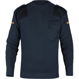 normani Men's German Army Pullover Original According to TL Winter Jumper with Chest Pocket and Germany Flag, darkblue